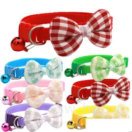 Dog Collars Leashes With Bowknot And Bells 6 Colors Puppy Kitten Adjustable Collar Party Pets Accessory Drop Delivery Home Dhvlh