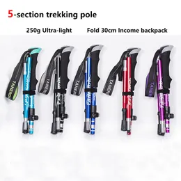 Trekking Poles 5Section Outdoor Folding Telescopic Pole Camping Mountaineering Crutches Ultralight Ultrashort 230617