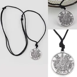 Kedjor vintage silverfärg tetragrammaton pentagram hänge wiccan pentakel justerbar repkedja halsband lyckliga amulet smycken gåvor