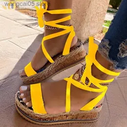 Sandaler Kvinnor Sandaler Snake Wedge Ethnic Print Fashion Casual Open Toe Platform Gladiator Shoes Cross-bundna toffel Sandalias Mujer T230619