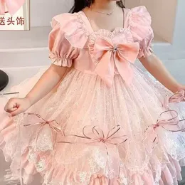 Children's dress Girls Spring/Summer Children's Love beautiful bow lace pompadour dress Princess Wind little girl Princess dress