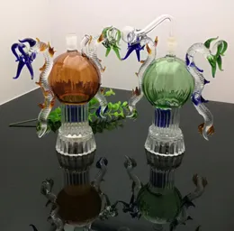 Glasrauchpfeifen stellen mundgeblasene Bongs Double Pan Dragon Glass Water Smoke Bottle her