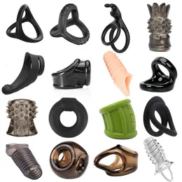 Sex Toy Massager Newest Silicone Reusable Bondage Soft Cock Rings Couples Lover Toys for Men Delay Ejaculation Penis Erection Semen Lock Ring