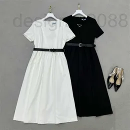 Basic Casual Dresses designer Summer New Celebrity Style Fashion Triangle Decoration with Belt High Waist Dress for Women AMI4