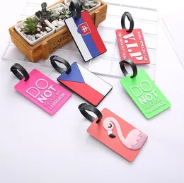 Resetillbehör Silica Gel Bagage Taggar Söta tecknad Flamingo Suitcase ID Adress Holder Bagage Boarding Tag Portable Label