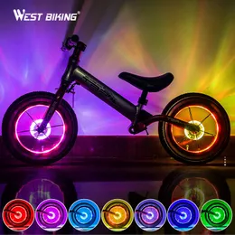 Luzes de bicicleta LED inteligente para roda de bicicleta Front Tail Hub Raio Uma lâmpada com 7 cores 18 modos recarregável Kids Balance 230619