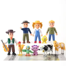 Akcja Figury 10pcsset Śliczne szczęśliwe farmę figurki La Granja de Zenon Red Barn Barnyard Farm Baby Animals Pvc Dolls Zestaw zabawek Prezenty 230617