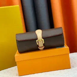 Watch Case Cylindrical Box Clutch Handbags Ladies Bag Old Flower Wallet Adjustable Leather Strap Gold Metal Buckle Microfiber Lining Tote Handbag