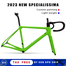 Bilbilsställen Specialissima Frame Light Weight Bike Carbon Disc Brake Bicycle Frameset Disk Road Racing Rack med styret 230617