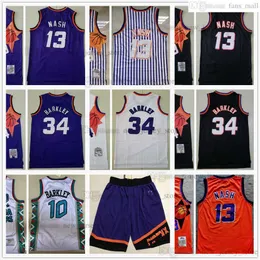 Mitchell och Ness 1996-97 Basketball 13 Steve Nash Jerseys Classic 1995 All-Star 10 Charles Barkley Jersey Shorts Syched Black Purple White Stripe 1992-93