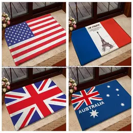 Wejście Doormat National Flaga USA/Wielka Brytania Pamięć Pitek Dywany łazienkowe i dywany Australia Kanada Flag Flag Maty podłogowe Dywany bez poślizgu L230619