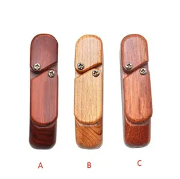 Portable Herb Wooden Smoking Pipes with Swivel Lid & Storage Box Creative Mini Foldable Cover Wood Smoke Pipe Bongs Tobacco Cigarette Holder CPA5743 E0619