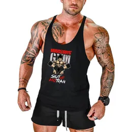 Herrtankstoppar varumärke Vest Muscle Fashion Gym Mens Back Tank Top Sleeveless Stringer Clothing Bodybuilding Singlets Fitness Workout Sports Shirt 230619