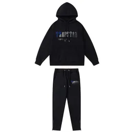 Designer Moda Roupas Mens Tracksuits Hoodies Trapstar Azul Toalha Vermelha Bordada Manga Longa Conjunto Camisola Moda 2 Peça Conjunto Britânico Moda Homens Rock Hip Hop Co