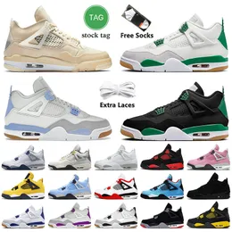2023 Jumpman 4 Basketball Shoes Sail Pine Green Light Blue Black Cat 4s Bred Thunder White Oreo White Oreo Fire Red Military Blue Canvas Women Mens Trainers Sneakers