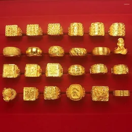 Кластерные кольца Более 2023 Мужчина 1: 1 Аутентичная имитация золота с золотой в Нанша Вьетнам де Оро Анилло