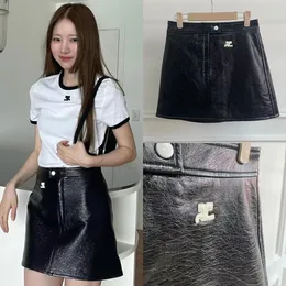 Fashion Classic Trendy Luxury Designer Cloth 2023 Women Spring Summer High midje Slim Korean European American Style Jenny Samma A-Line Pu Leather Kirt C5