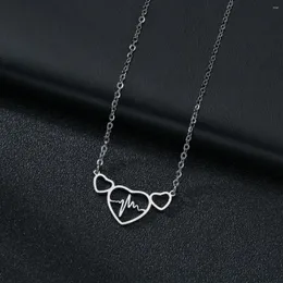 Pendant Necklaces YWSHK 2023 Simple And Fashionable ECG Necklace Stainless Steel Silver Color Trend The Gift For Girlfriend