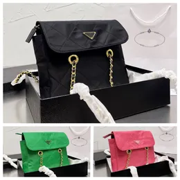 Nylon Satchels Casual Backpack Women Durable School Bag Lightweight Handbags with Gold Chain Weekend Small Bags 27*23cm