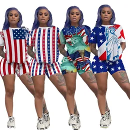 2023 Designer TrackSuits Women American Flag Stroje Summer Plus w rozmiarze 3xl krótkie krótkie krótkie krótkie