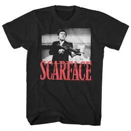 Męskie koszulki Scarface Tony Montana Big Guns Little Friend Men's T Shirt Pacino gangster film J230619