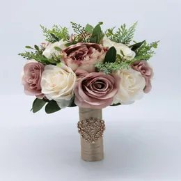 Buquê de noiva de seda flor de casamento dama de honra rosa peônias boho artificial floral acessórios de casamento ramos de flores para novias262z
