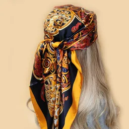 Bandanas Durag Fashion Beach Sunshreen Bandannas Square Travel Shawls Four Seasons Jedwabny szalik luksusowy nadruk 90x90cm Kerchief 230619