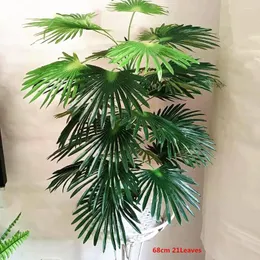 Dekorativa blommor 68 cm 21 Leaf Artificial Green Palm Tree Indoor Fake Plant Silk Potted El Office vardagsrum Hemmet deco Tillbehör