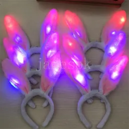 Sequin Plush Rabbit Bunny Ears Headband LED Glowing Hair Band Neon Party Gift Cosplay Wedding Birthday Luminous Festival db895