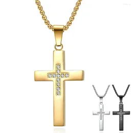 Hänge halsband mode cross cz crystal zircon sten halsband rostfritt stål hip hop smycken julklapp droppe