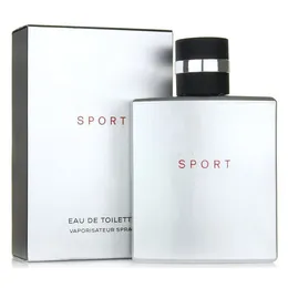 Man Sport Perfume Spray 100 ml Eau de Toillette Edt Woody Pikantne nuty Metalowa srebrna szary butelka Kolonia Dobry zapach długotrwały i szybka dostawa