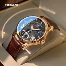 الساعات الأخرى Poedagar الأعمال عارضة الأعمال الميكانيكية الرجال الفاخرة الساعات التلقائية رجال أزياء Quartz Wristwatches Reloj Hombre 230619