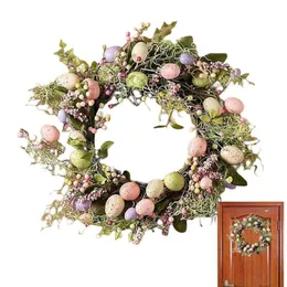 Decorative Flowers Wreaths Easter Egg Wreath Classic Front Door Garlands Wall Oranments Happy DIY Party Decor Home 230619