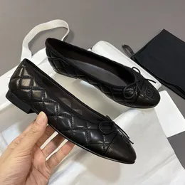 2023 New Women Luxury Brand Dress Shoes Shallow Mouth Flats High-quality Bow Match Color Temperament Ballet Shoes 35-42