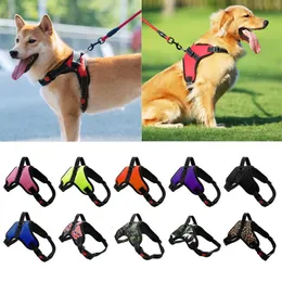 Dog Collars Leashes Pet Dogs Adjustable Harness Small and Large Vest 150cm Strong Leash Reflective Drag Pull Tow 230619