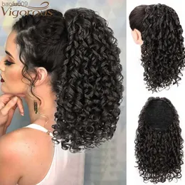 Synthetic Afro Kinky Curly Wig Drawstring Puff Ponytail Synthetic Clip in Pony Tail African American Hair L230520
