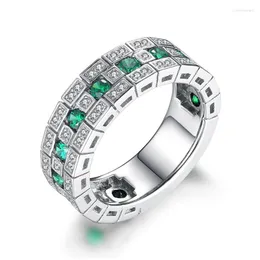 Küme Yüzükleri 925 Sterling Gümüş Origin Elmas Yüzük Kadınlar için Anillos de Mücevher Aly Bankalar Yan Taş Emerald