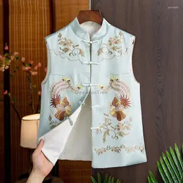 Ethnic Clothing 2023 Chinese Style Flower Printed Top Vest Oriental Vintage Women Retro Casual Improved Versatile Daily Coat