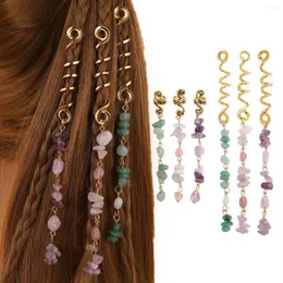 Klipsy do włosów kolorowy kamień naturalny dla kobiet dziewczęta warkocze kryształowe akcesoria dredy na nakrycia głowy nurki