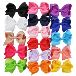 Hair Accessories 16Pcs/Lot 4.7" Big Clips Boutique Kids' Hairpins Headwear With Ribbon Bows For Younger Kid Girls Barrettes