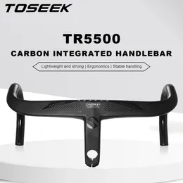 자전거 핸들 바 구성 요소 Toseek TR5500 도로 전체 탄소 섬유 줄기 통합 자전거 핸들 바 울트라 라이트 28.6mm 사이클링 부품 액세서리 230619