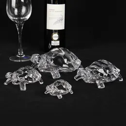 Dekorativa föremål Figurer Crystal Turtle Figurin Miniatyr Tortoise Statue Chinese Lucky Feng Shui Ornament Home Office Desk Dekoration Tillbehör 230617