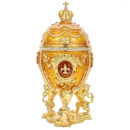 Present Wrap Egg Jewelry Box Wedding Favors Trinket Case Emaljerad skrivbordsprydnadslegering Dekoration Container