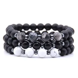 Pulsera de hilo con cuentas de piedra negra a la moda pulsera de elasticidad de ojo de tigre de piedra Natural para mujeres y hombres joyería