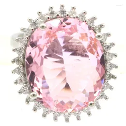 Küme Yüzükleri 7G 925 Katı Sterling Gümüş Yüzük Eşsiz Oval Taş Pembe Kunzite Altın Citrine Londra İsviçre Mavi Topaz CZ Hediye Kızlar için