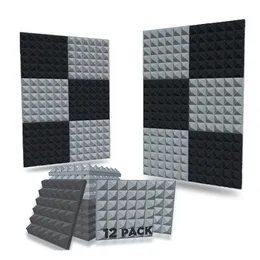 3D Panel ściany 12PCS 30x30x5cm Zaboczny panel ścienny do dźwiękowym obróbce panelu ściennego Absorbing Absorbing Pyramid Acoustic Traktowanie 230619