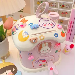 Novelty Games Kids Creative DIY Money Banking Toys Piggy Bank Money Saving Pot Coin Banks Coin Box With Lock Key Christmas Gift Toy For Girl 230617