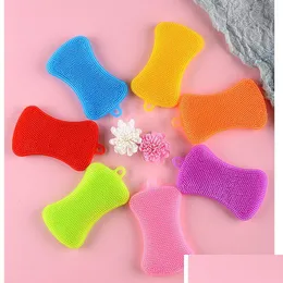 Fruit Vegetable Tools Sile Sponges Kitchen Scrubber For Dishes Pot Pan Dish Washing Brushes Drop Delivery Home Garden Dining Bar Dhf1D