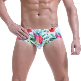 Underpants AIIOU Summer Sexy Ice Silk Men Boxer Shorts Mens Floral Homme Underwear Comfortable Breathable Print