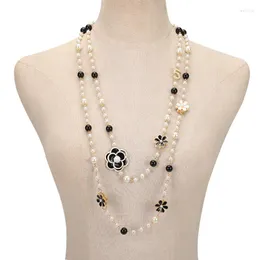 Łańcuchy Długo symulowany naszyjnik Pearls dla kobiet warstwowy wisiorek Łańcuch SWEAT BINGRY PRYTYCZNY